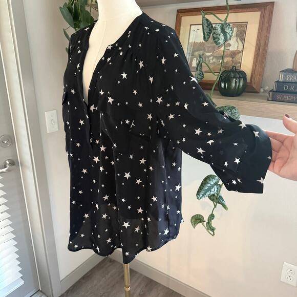 Torrid Harper Star Black White 3/4 Blouse 2x Celestial Workwear Flowy Casual - Picture 4 of 11